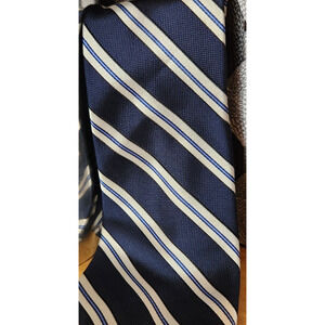 Nautica Blue White Navy Slant Stripe Silk Blend 59" Classic Professional Tie $55